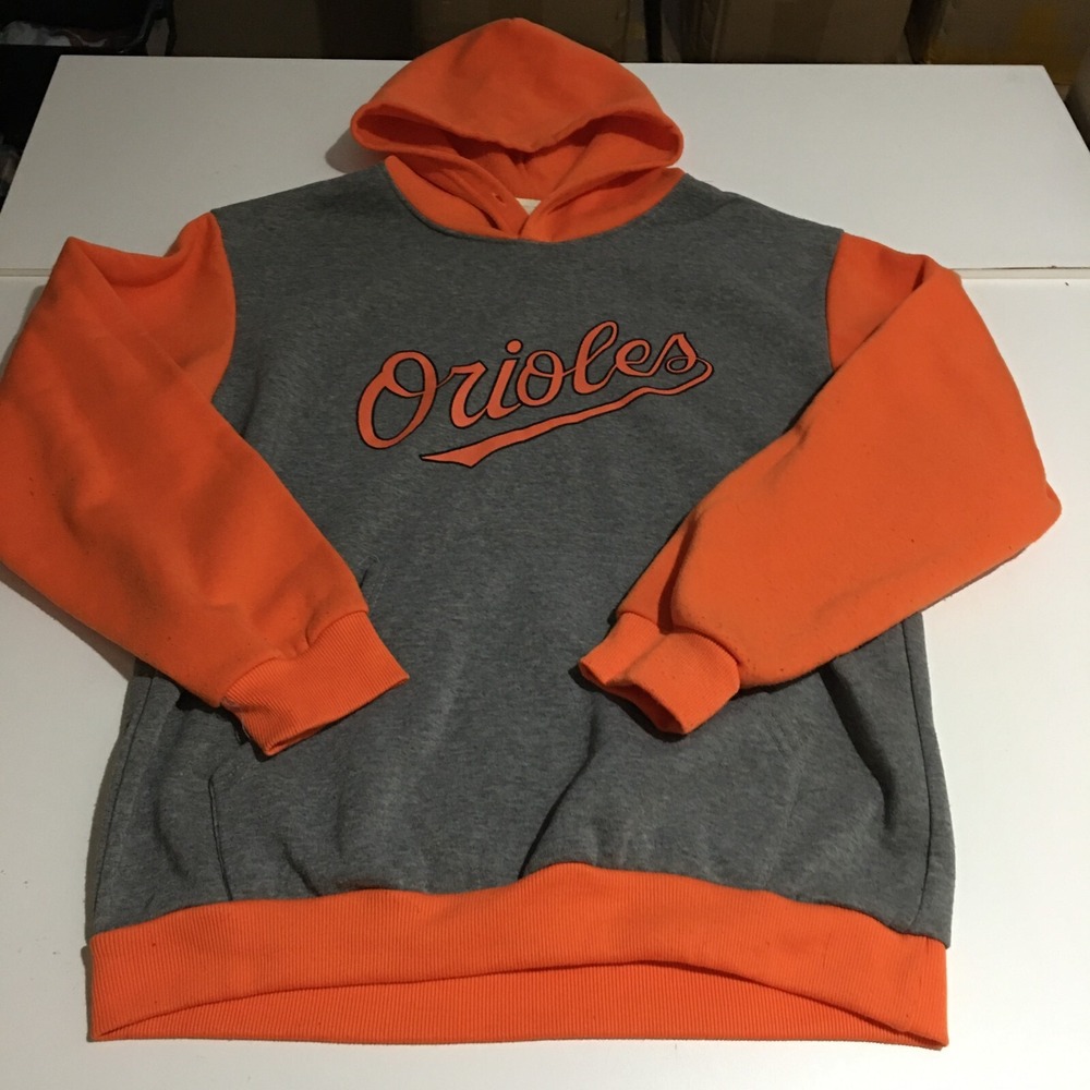 Baltimore Orioles Mens Medium Hoodie Sweatshirt MLB Orange Gray